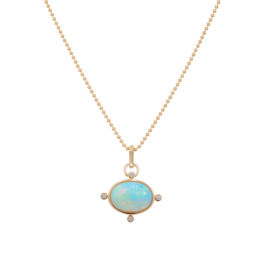 Mined + Found Pendants compass pendant - opal and diamond