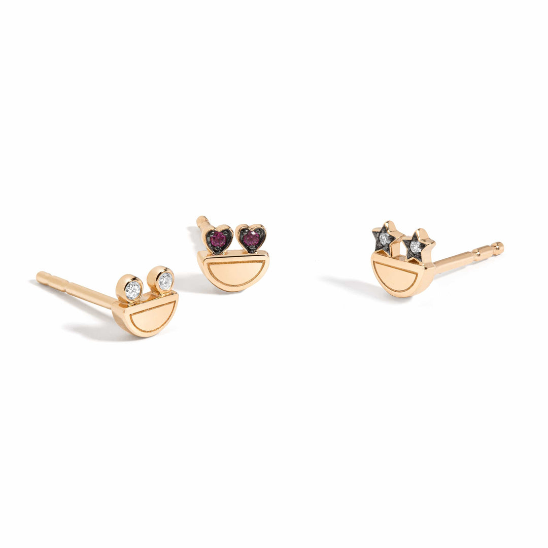 Mined + Found Earrings emotey studs, starry eyed