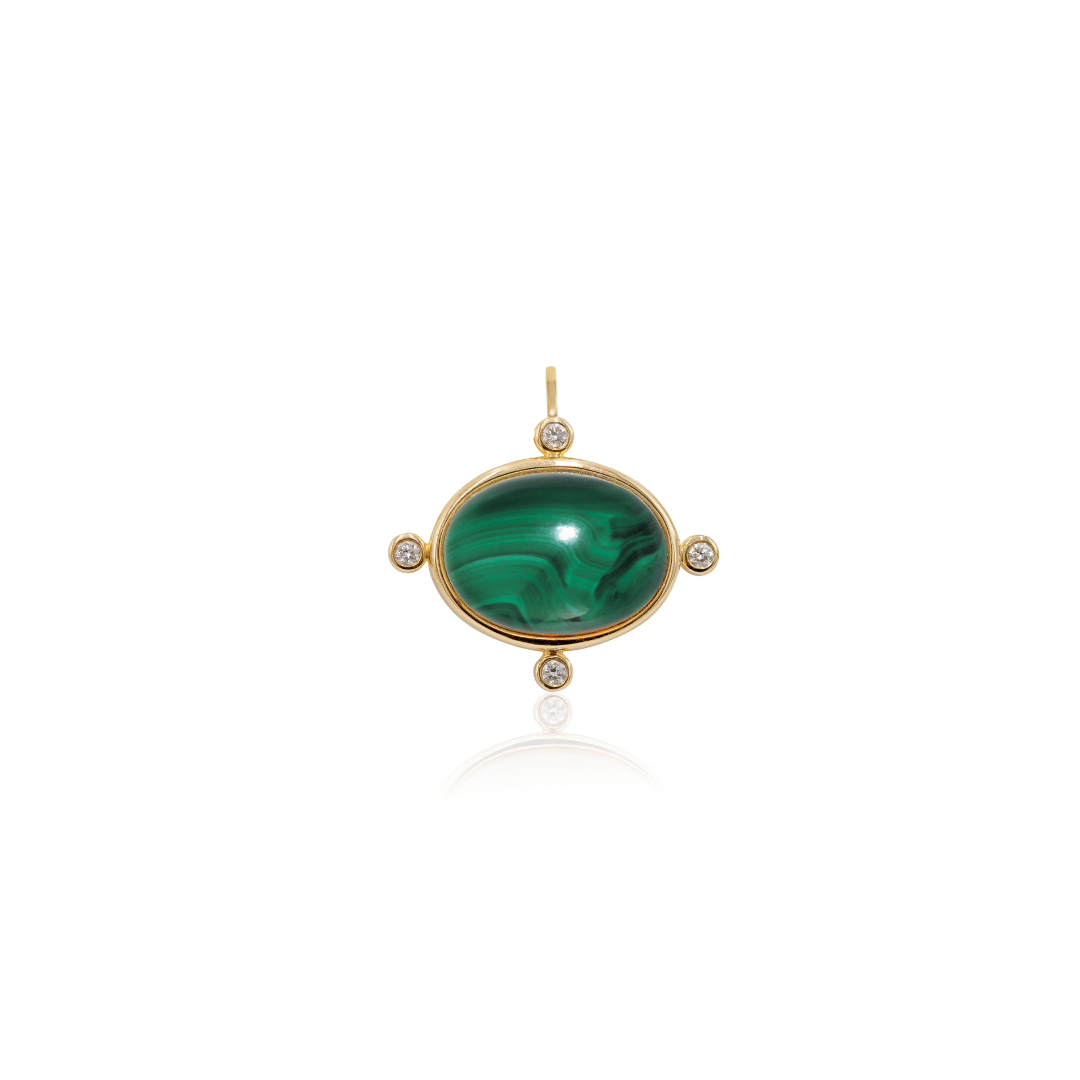 Mined + Found Pendants malachite + diamond compass pendant