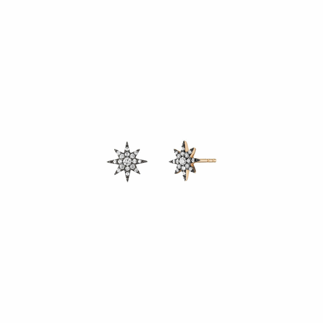 Mined + Found Earrings north star studs, diamond