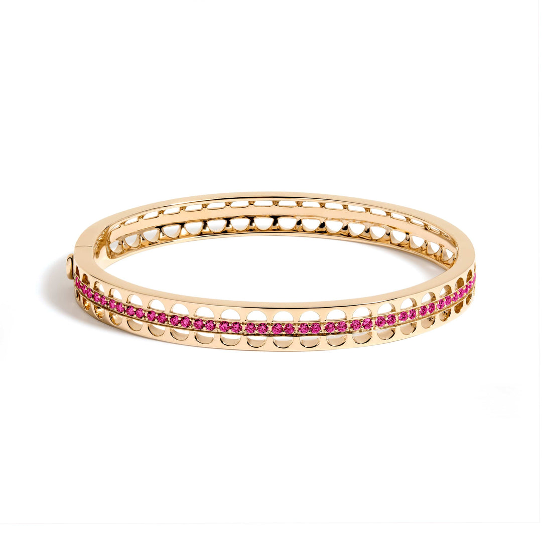 Mined + Found Bracelets smiley lace bangle bracelet, pink sapphire