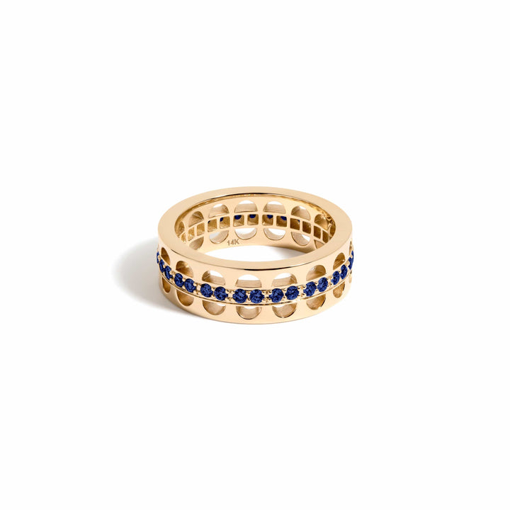 Mined + Found Rings smiley lace ring, blue sapphire