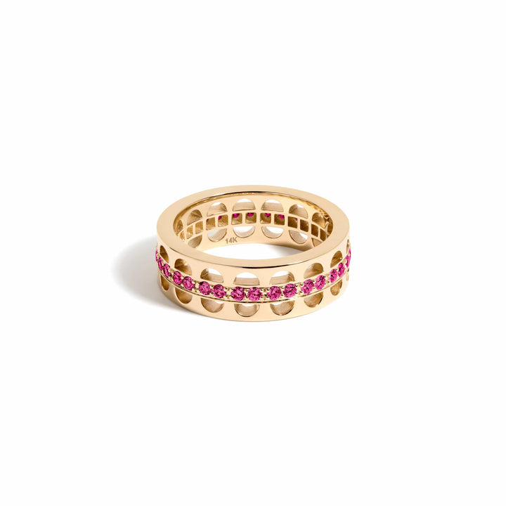 Mined + Found Rings smiley lace ring, pink sapphire