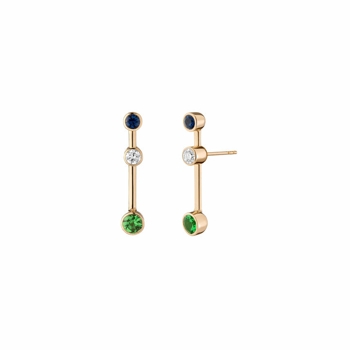 Mined + Found Earrings venture earrings, sapphire and tsavorite