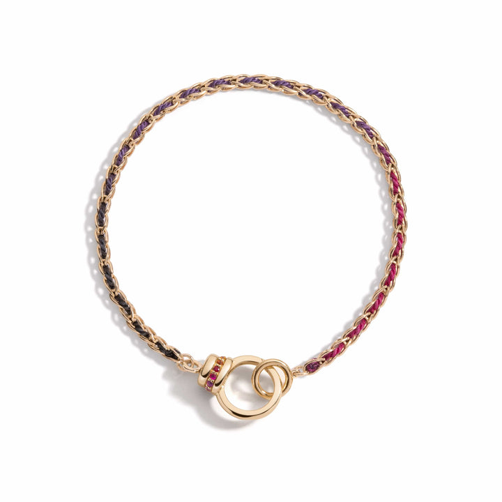 Mined + Found Bracelets woven eightfold chain bracelet, twilight rainbow silk®