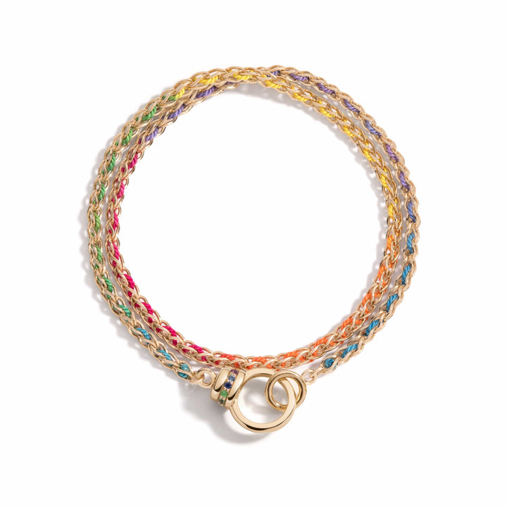 Mined + Found Bracelets woven eightfold double wrap bracelet, rainbow silk®