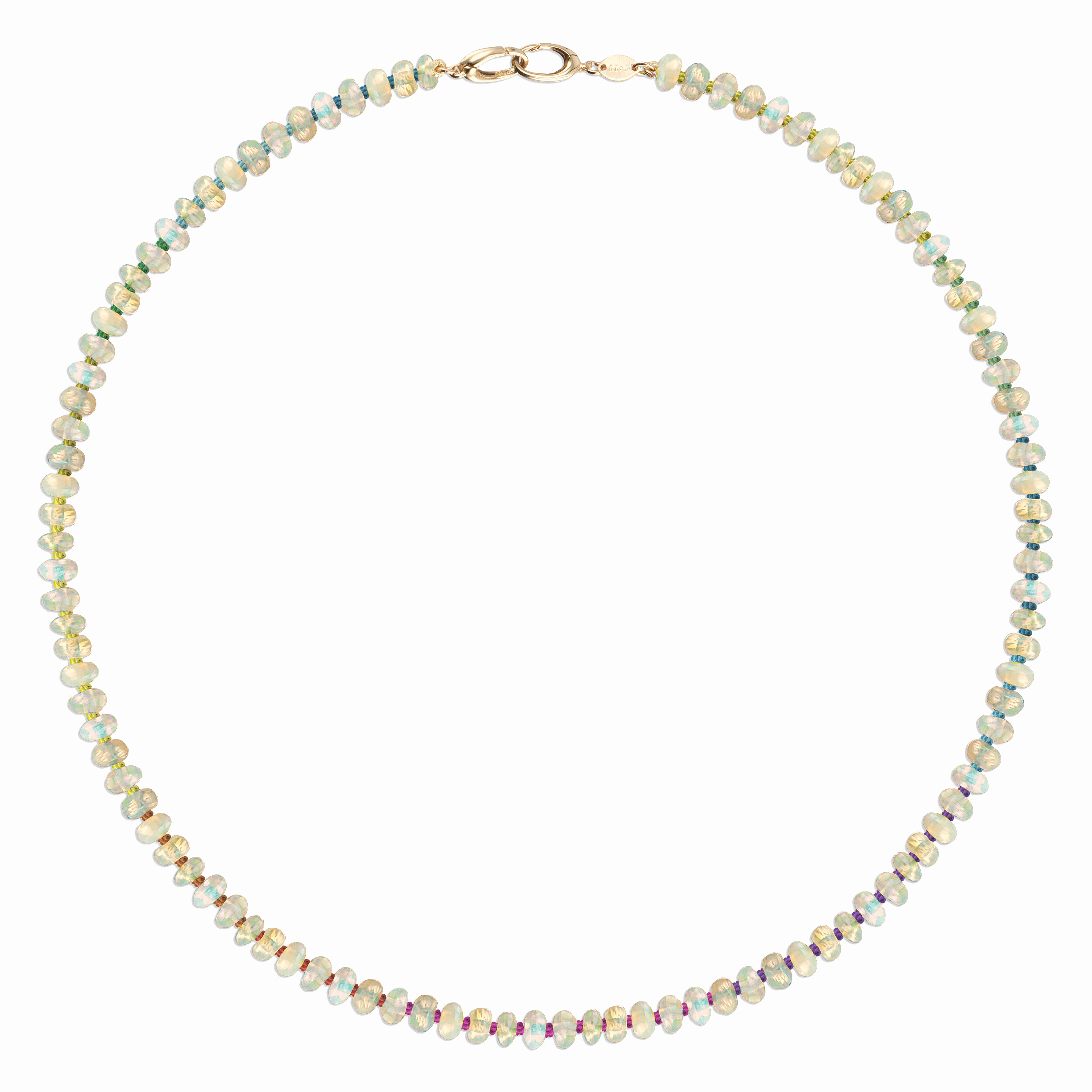 Smooth Ethiopian Opal + Rainbow Silk™ Hand-Knotted Beaded 18